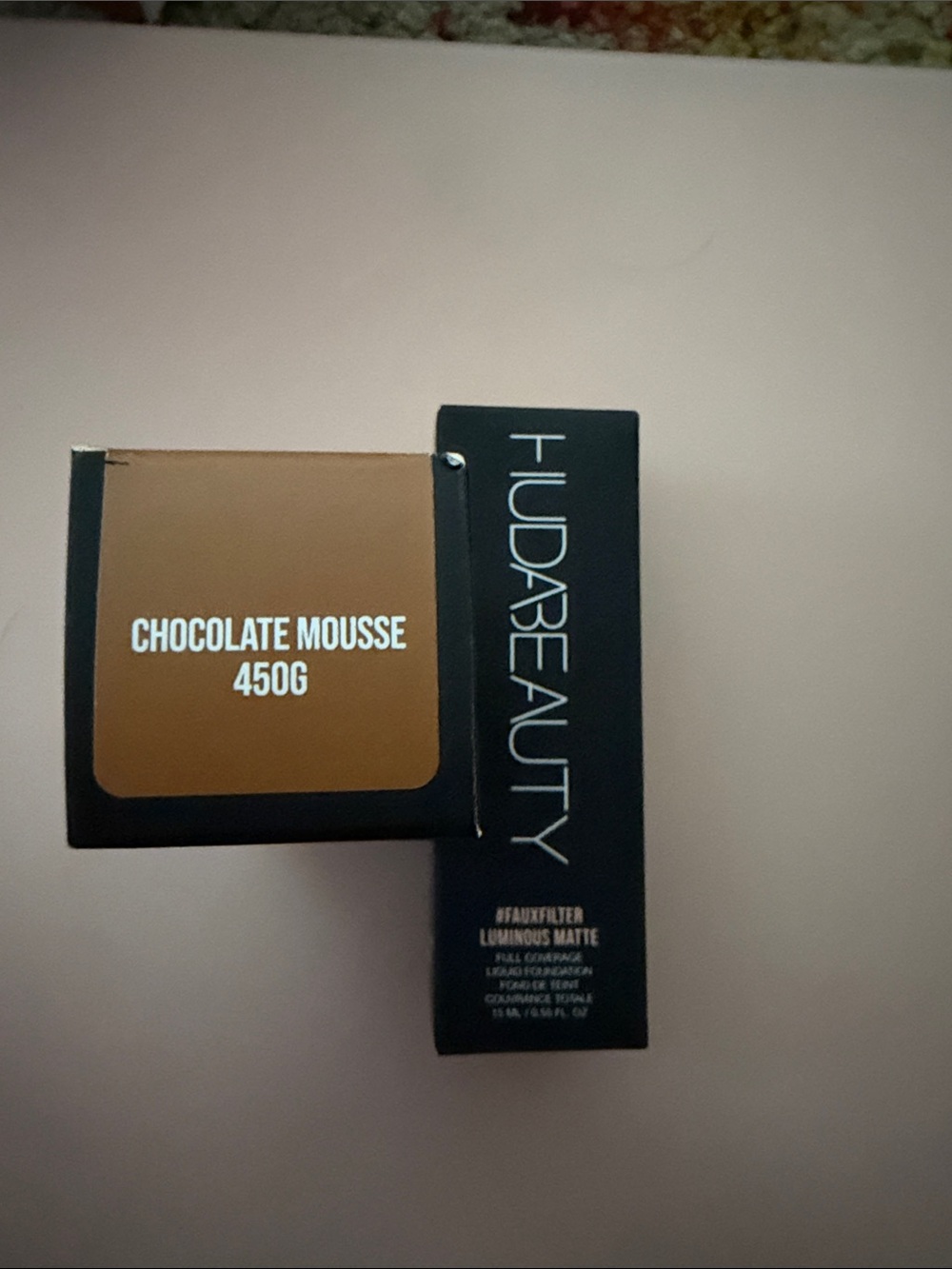 HUDA BEAUTY Chocolate Mousse Matte Foundation - Brown & Black Packaging